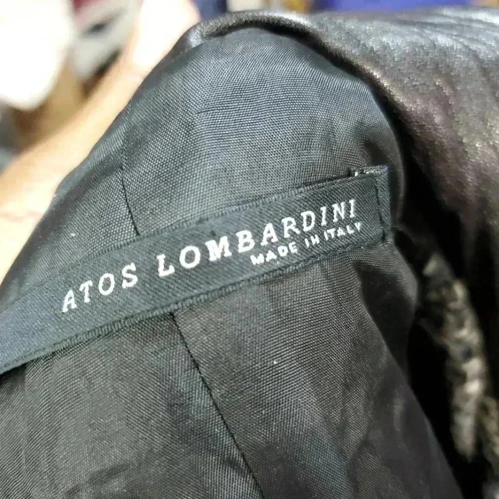 ATOS LOMBARDINI Tweed leather Trim  coat. Size 46